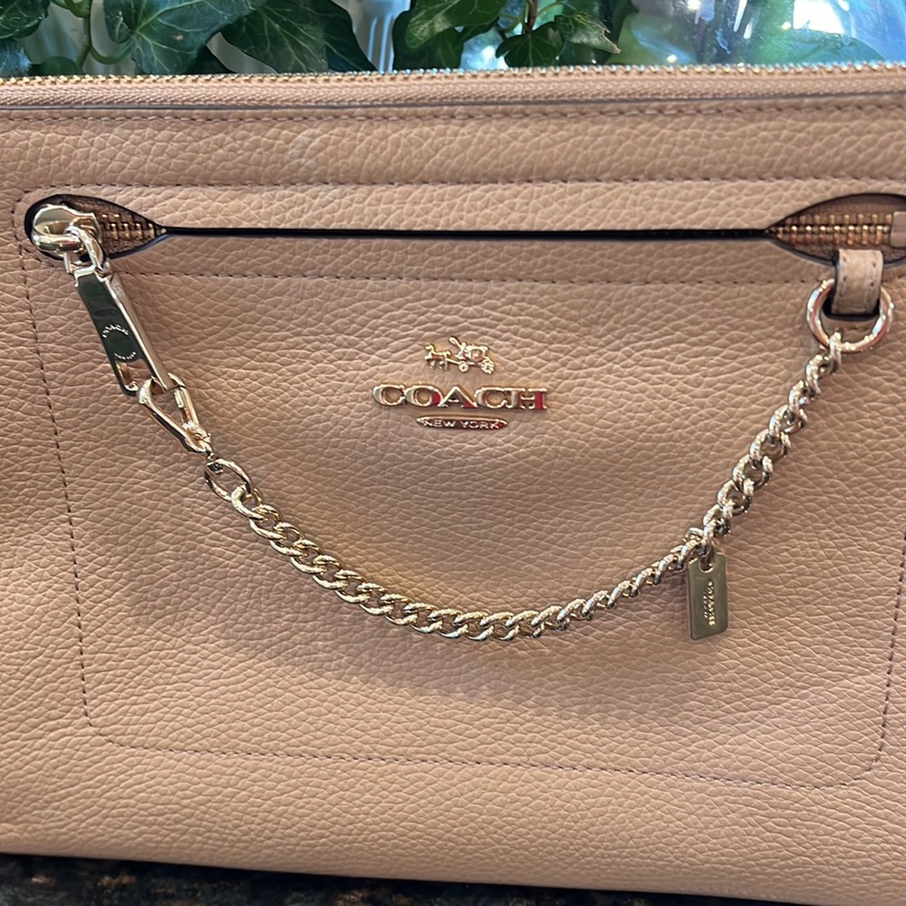 Coach XL wristlet pouch. NWTS golden beige Authentic - Picture 2 of 14